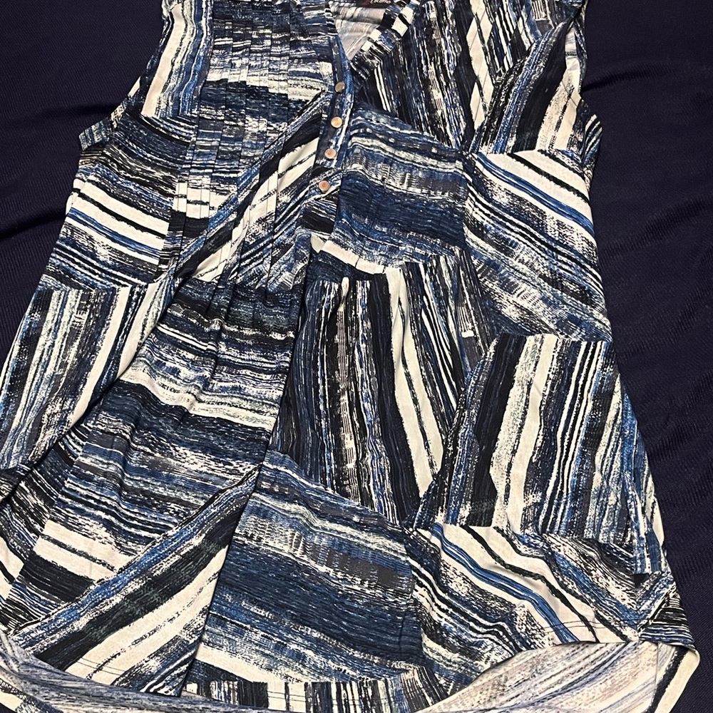 Blue and White Striped Women's Top